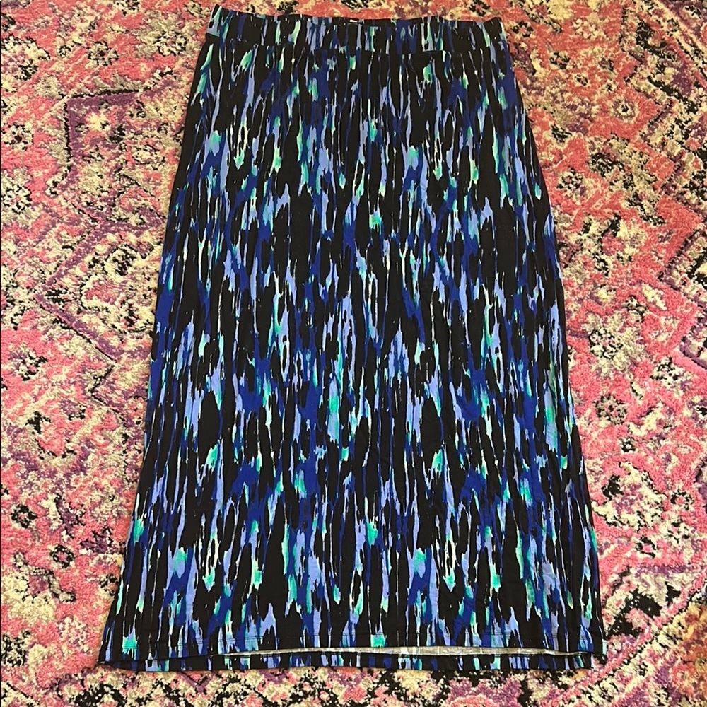 🌖 Apt 9 abstract skirt with left side split size xl black blue green